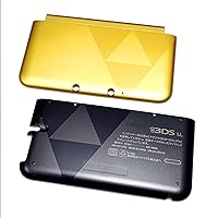 Limited Gold Color 3DSLL Extra Housing Case Shell A/E Face 2 PCS Set Replacement, for Old Big 3DS XL/LL 3DSXL Handheld Console, Golden Triangle Japan Edition Top/Bottom Back Cover Plates