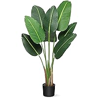 Artificial Tree Bird of Paradise Artificial Plant 4 Feet Faux Plant with 8 Trunks Artificial Banana Leaf Fake Plants in Pot for Home Decor Indoor Living Room Outdoor Decor Housewarming Gift 48inches