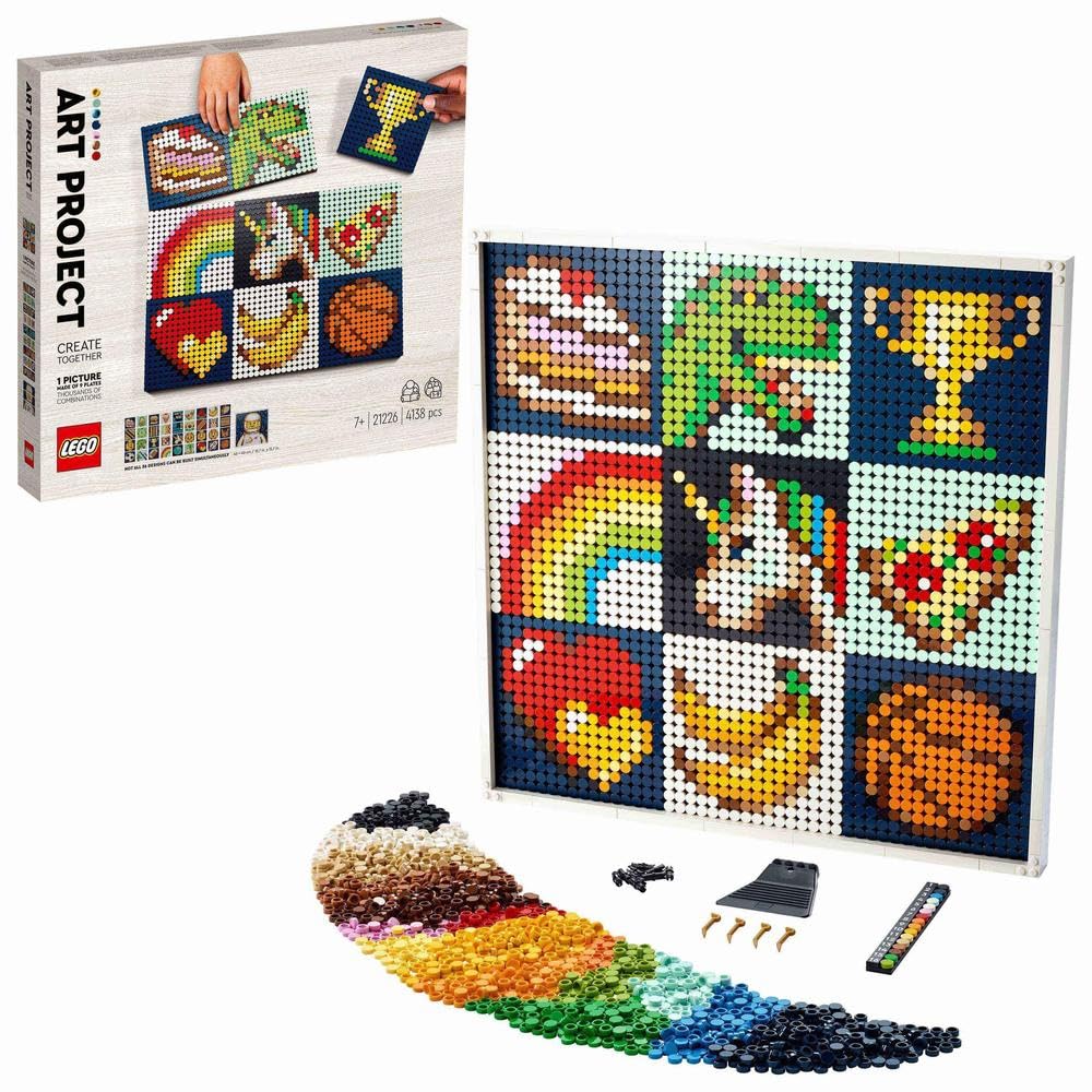 LEGO 21226 Art: Project – Create Together Set, Canvas Wall Décor, Collaborative Creative Activity, Xmas Gift Idea for Kids, Adults, Families, Mosaic Crafts Kit