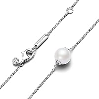 PANDORA Timeless Treated Freshwater Cultured Pearl Necklace Sterling Silver with Zirconia Stones Size 45 cm 393167C01-45, Sterling Silver, Cubic Zirconia