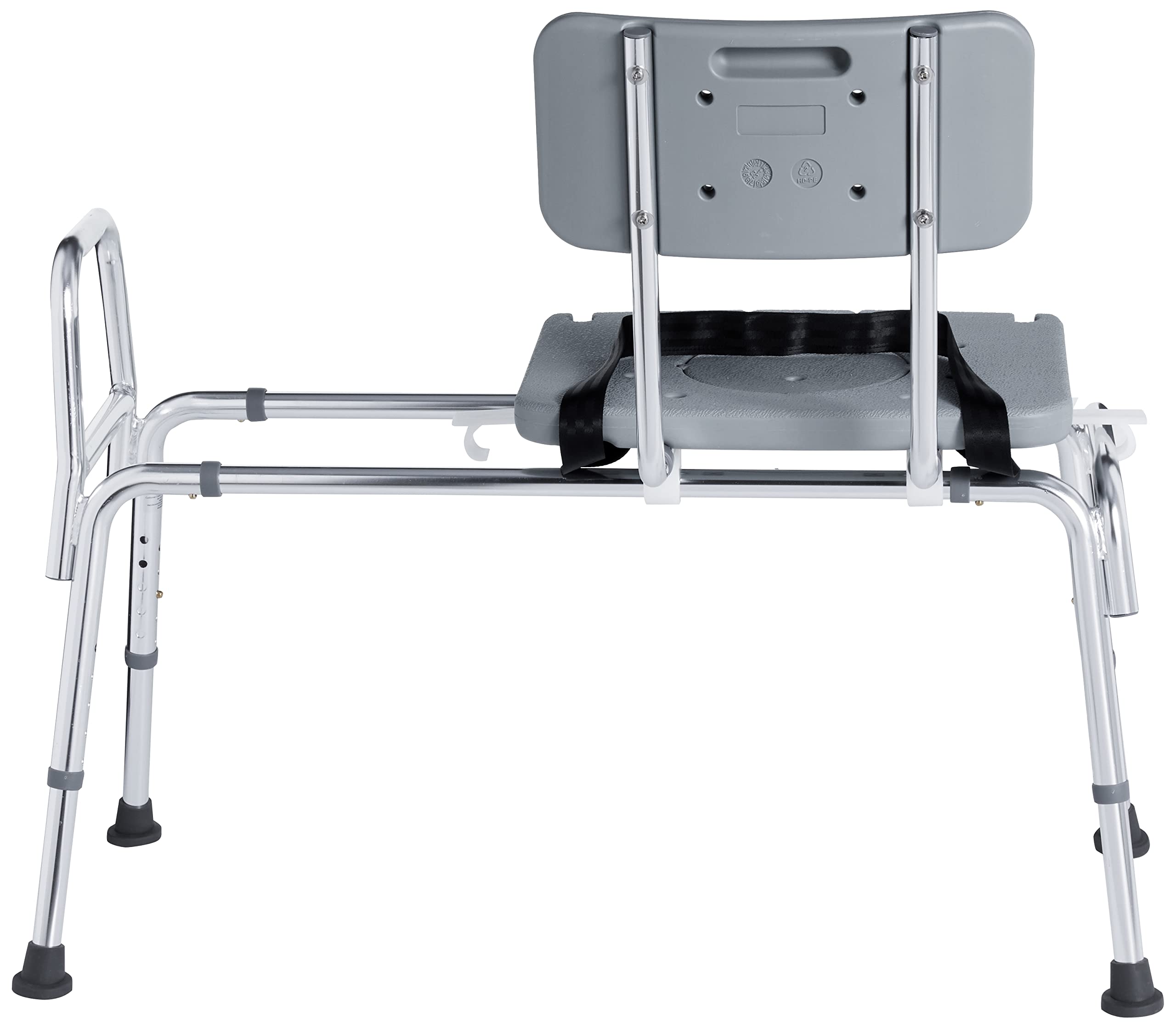 DMI Tub Transfer Bench and Sliding Shower Chair, Made of Heavy Duty Non Slip Aluminum, Seat with Adjustable Height & Cut Out Access, Holding Weight Capacity up to 400 Lbs, Gray