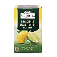 Ahmad Tea Black Tea, Lemon & Lime Twist Teabags, 20 ct (Pack of 1) - Caffeinated & Sugar-Free
