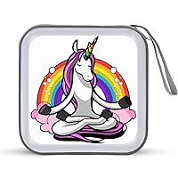 Meditating Magical Yoga Unicorn Cute CD Case Portable DVD Disc Wallet Holder Storage Bag Organizer for Car Home Travel