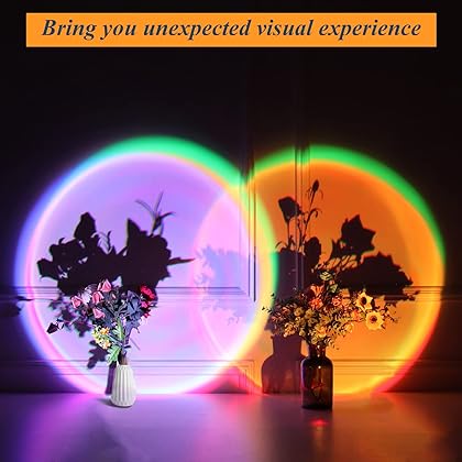 Nellsi Sunset Lamp Projection, 16 Colors Changing Projector LED Lights Floor Lamp Room Decor Night Light 360 Degree Rotation for Christmas Decorations Photography/Party/Bedroom/Home Decor Sunset Lamps