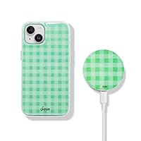 Sonix Case + MagLink Charger (Minty Gingham) for MagSafe iPhone 15,14,13 | Minty Gingham