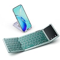 seenda Foldable Bluetooth Keyboard with Touchpad - Rechargeable Wireless Mini Keyboard with Trackpad for Windows iOS Android Mac Smartphone iPad Tablet Laptop PC - QWERTZ, 3 Bluetooth Channels