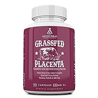 Ancestral Supplements Grass Fed Placenta Supplement with Liver, Contains Postpartum Vitamins for Women Breastfeeding, Promotes Menopause Relief, Stem Cells Support Skin Elasticity, 180 Capsules