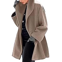 Womens Wool Blend Pea Coat Single Breasted Trench Jackets with Hood Winter Casual Shawl Collar Overcoat Outerwear