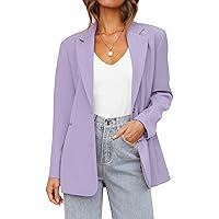 MEROKEETY Women's 2024 Fall Casual Blazers Long Sleeve Lapel Open Front Button Work Blazer Jackets with Pockets