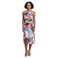 London Times Women's Ruched Bodice Halter Dress