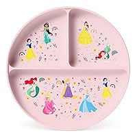 Disney Silicone Plate for Baby and Toddler | Divided and Microwave Safe Plates for Kids | Parker Collection | Princess Rainbows