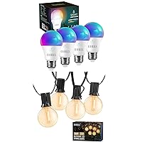 Outdoor String Lights and Smart Light Bulbs Bundle Package