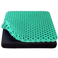 Gel Seat Cushion, Cooling seat Cushion Thick Big Breathable Honeycomb Design Absorbs Pressure Points Seat Cushion with Non-Slip Cover Gel Cushion for Office Chair Home Cars Wheelchair