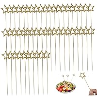 Star Cocktail Picks 50Pcs Bamboo Star Toothpicks for Appetizers 5.5'' Star Pick Decorative Star Skewers for Fruits and Drink, Christmas, Birthday Party Supplies