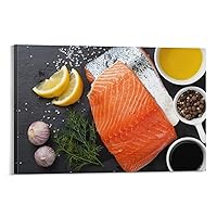 Poster Japanese Salmon Sashimi Gourmet Poster Spices And Vegetables Kitchen Wall Art Poster Decorative Painting Canvas Wall Art Living Room Posters Bedroom Painting 24x36inch(60x90cm)