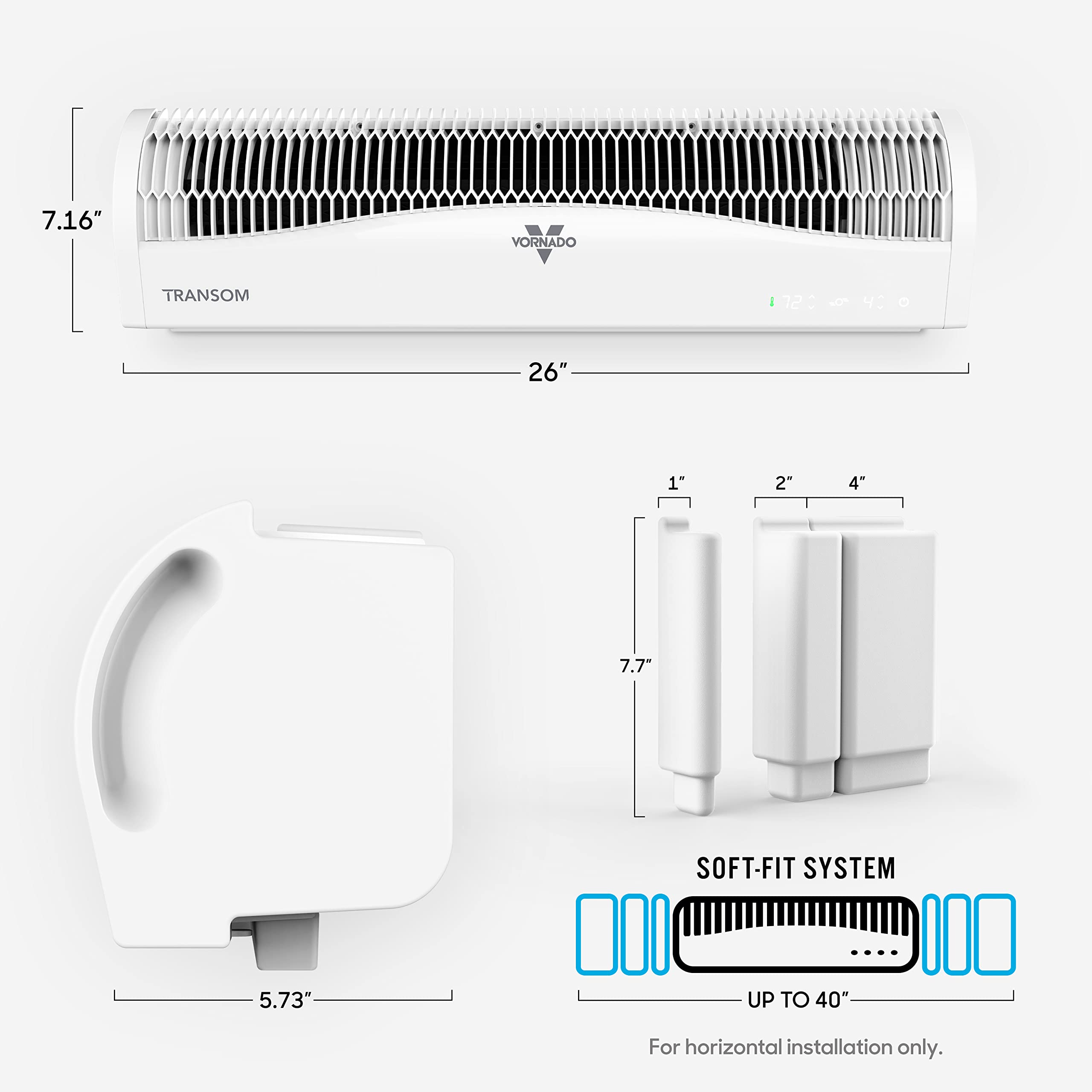 Vornado TRANSOM Window Fan with 4 Speeds, Remote Control, Reversible Exhaust Mode, Weather Resistant Case, Whole Room, Ice White