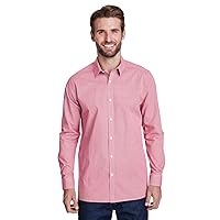 Men's Microcheck Gingham Long-Sleeve Cotton Shirt 2XL RED/WHITE