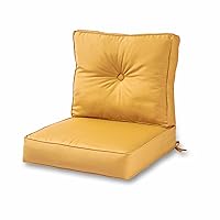 Greendale Home Fashions Outdoor Sunbrella Fabric Deep Seat Cushion, 2 Piece Set, Wheat