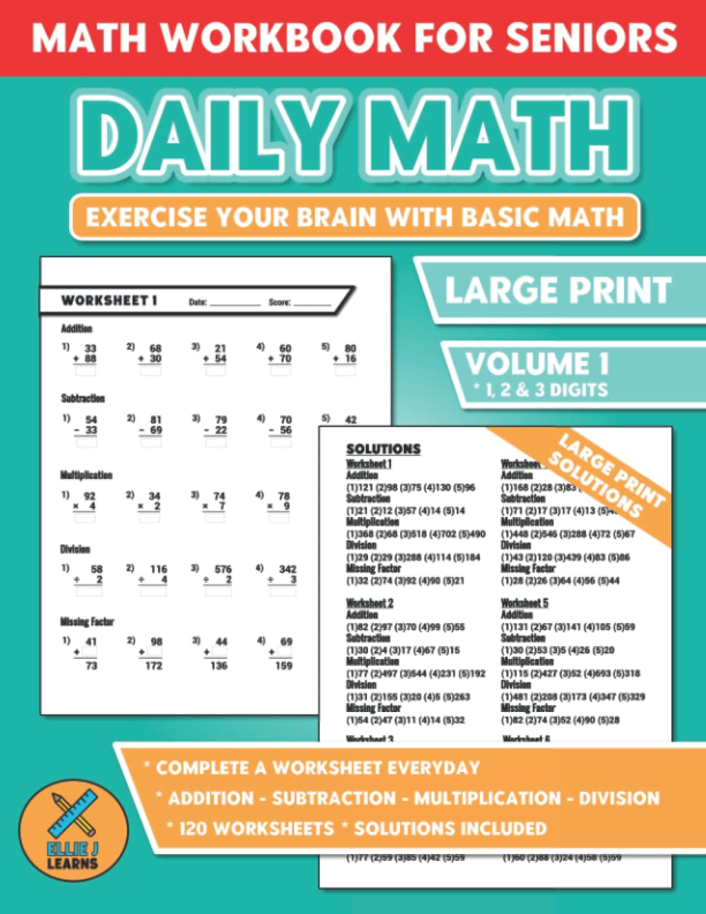 Daily Math - Math Workbook For Seniors: Exercise Your Brain With Basic Math | Mathematics Learning Activity Worksheets For Senior Citizens | Volume 1