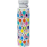 Spoontiques Pickleball Stainless Steel Bottle - Travel Drink Cup with Twist Lid for Hot and Cold Beverages, 24 Oz