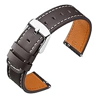 ANNEFIT 19mm Watch Band, Quick Release Genuine Leather Replacement Strap (Dark Brown)