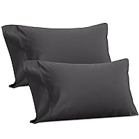 Heirloom Soft, Smooth & Thick Certified 800 Thread Count 100% Cotton Sateen is Superior to Egyptian Cotton Claims, 2 Pillow Cases Standard Size Fits Standard & Queen Size Pillows (Dark Gray)