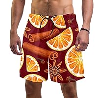 Orange and Spices Fruit Pattern Mens Swim Trunks Board Shorts Short Quick Dry Swim Shorts