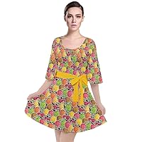 CowCow Womens Skater Dress Cute Pattern Doodle Kawaii Animals Fun Party Velour Kimono Dress, XS-3XL