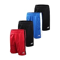New Balance Boys’ Active Shorts – 4 Pack Performance Mesh Basketball Shorts – Workout Gym Shorts for Boys (4-20)