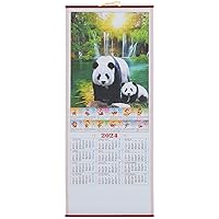 Year of the Dragon Calendar 2024 Chinese Panda Calendar Wall Scroll Lunar Year Calendar 2024 New Year Wall Calendar