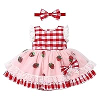 Toddler Baby Girls 1st Birthday Outfit Cow Butterfly Strawberry Tulle Dress Princess Cake Smash Photo Shoot