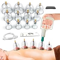 Cupping Set Massage Therapy Cups - 12 Vacuum Suction Cups with Pump Massager for Cellulite Reduction Back Neck Joint Pain Relief,Chinese Hijama Cupping Set