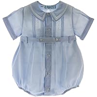 Feltman Brothers Baby Boys Blue Dressy Bubble Outfit with Pintucks