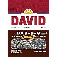 DAVID Roasted and Salted Bar-B-Q Jumbo Sunflower Seeds, 5.25 oz, 12 Pack