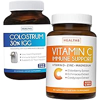 Bundle of Vitamin C Immune Support & Colostrum - Immunity Plus Pack - Vitamin C Immune Support (Non-GMO) Immune System Booster Supplement (60 Capsules) & Colostrum (Non-GMO) 30% IgG Immunoglobulins
