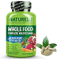 NATURELO Whole Food Multivitamin for Men 50+ - with Vitamins, Minerals, Organic Herbal Extracts - Vegan Vegetarian - for Energy, Brain, Heart and Eye Health - 240 Capsules