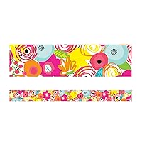 Schoolgirl Style Simply Stylish Floral Bulletin Board Borders, 36 Feet of Straight Floral Classroom Borders for Bulletin Board, White Board, Tropical Room Décor, and Spring Classroom Décor (12 Strips)