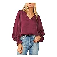 Vince Camuto Women’s Smocked-Cuff Puff-Sleeve Top in Wine