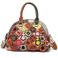 Downupodwn Dome Satchel Bag for Women Genuine Leather Top Handle Handbags Medium Tote Bags Purses Crossbody Shoulder Bag