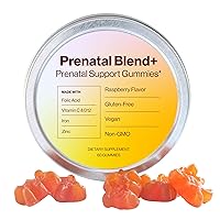 Prenatal Vitamin Gummies with Folic Acid, Iron & 16 Other Nutrients - Raspberry Flavor - 60 Gummies - Plastic-Free Tin - Made with Natural Ingredients