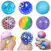 HIETIRA Squishy Stress Balls for Kids and Adults 6 Orbeez Balls Water Bead Stress Balls Needohball DNA Balls Sensory Ball Squeeze Ball Fidget Toys Set for Anxiety Autism ADHD and More 