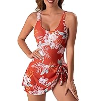Womens Swimsuits Tummy Control Swim Dress One Piece Swimsuit Plus Size Swimwear Bathing Suits Swim Dress