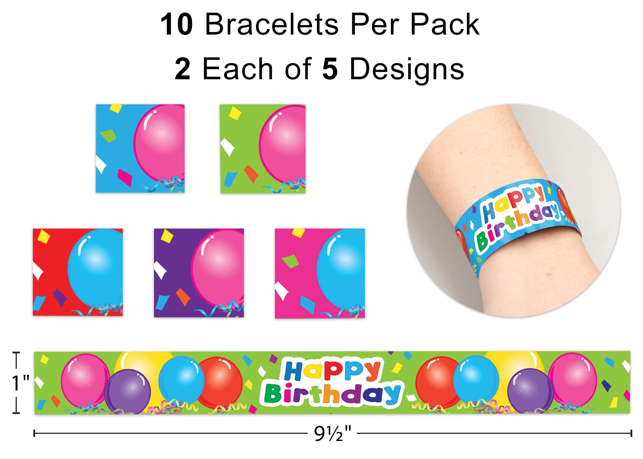 Teacher Created Resources Happy Birthday Balloons Slap Bracelets, Pack of 10