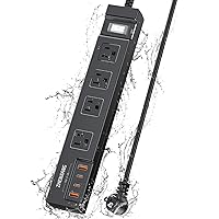 IPX6 Outdoor Power Strip Weatherproof, Waterproof Surge Protector with 4 Wide Outlet 4 USB Ports Fast Charging, 6FT Long Outdoor Extension Cord FCC UL Listed Outdoor Power Strip Waterproof