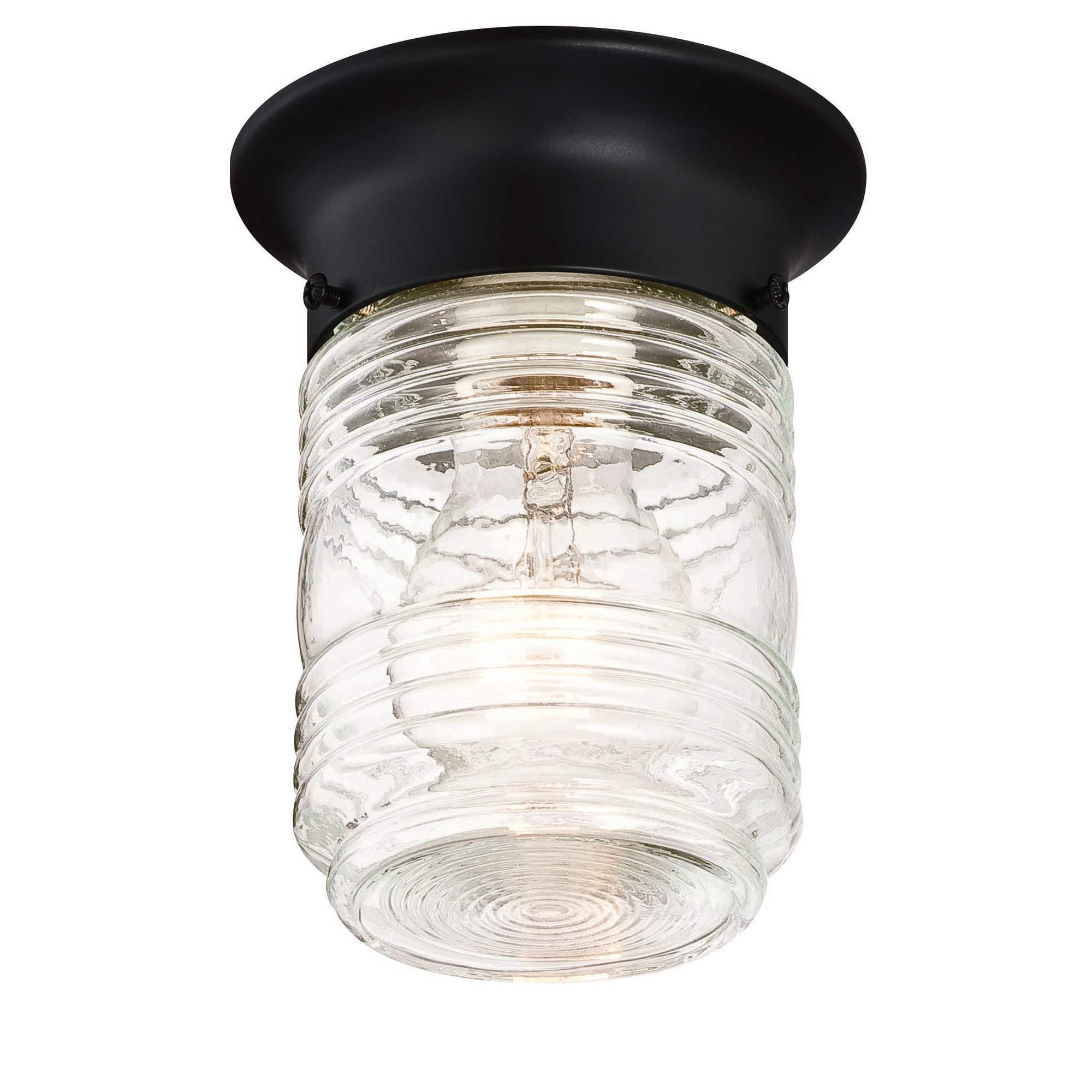 Design House 587220 Jelly Jar 1-Light Indoor/Outdoor Flush Mount Ceiling Light, Black