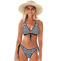 ALAZA Romantic Vintage Hearts Roses Hydrangeas Crystal and Gold Hearts Bikinis Swimsuit Set for Women XS