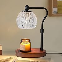 Candle Warmer Lamp for Jar Candles, Safe Electric Dimmable Candle Warmer Lamp with Timer and Adjustable Height/Heat, 2-8h Timer, Vintage Glass Scented Candles Warmer Black