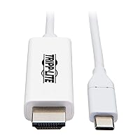 Tripp Lite USB C to HDMI Cable Adapter (M/Thunderbolt 3 HDMI Cable Adapter, Gen 1, Converter On HDMI End, 4K HDMI @ 60 Hz, 4: White, 3 ft. (U444-003-H4K6WE)