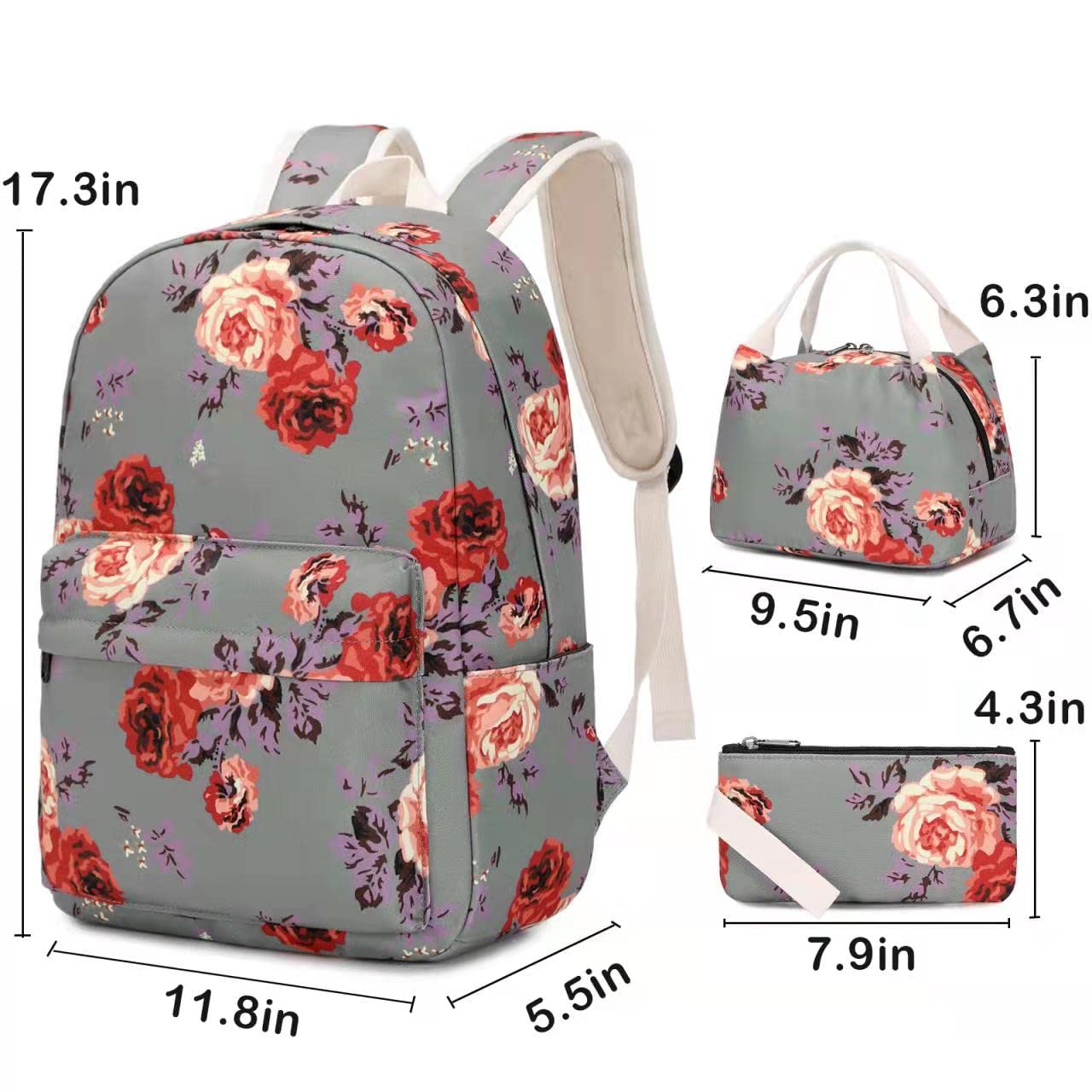 Goodking Canvas Backpack for Women Teen Girls School Rucksack College Bookbag Lady Travel Backpack 14inch Laptop Bag