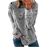 Ceboyel Womens Long Sleeve Shirts Striped Print Casual Tops Round Neck Tunic Blouse Trendy Fall Fashion Clothing 2023